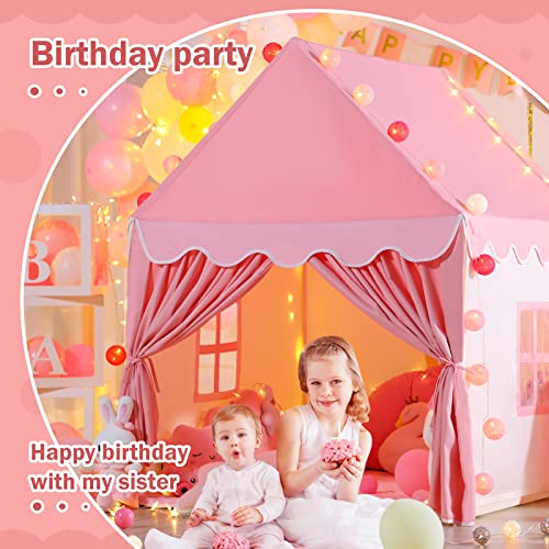 Wilwolfer Kid Tent with Mat and Star Lights - Indoor Playhouse for Toddlers and Girls (Pink) N411519