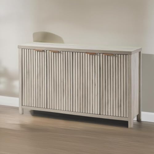 Fluted Sideboard Buffet Cabinet with Storage, 56" Modern Credenza, Natural Y669537