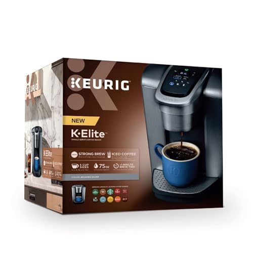 Keurig K-Elite Single Serve K-Cup Pod Coffee Maker, Brushed Silver P23556