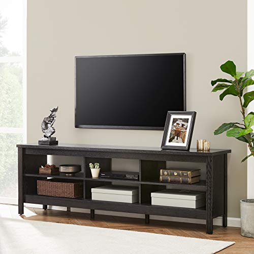 WAMPAT Farmhouse TV Stand for 75 inch TV, Wood Entertainment Center for 80 inch TV Console Table with 6 Storage Cubby for Living Room & Bedroom, 70 inch, Brown