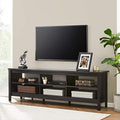 WAMPAT Farmhouse TV Stand for 75 inch TV, Wood Entertainment Center for 80 inch TV Console Table with 6 Storage Cubby for Living Room & Bedroom, 70 inch, Brown