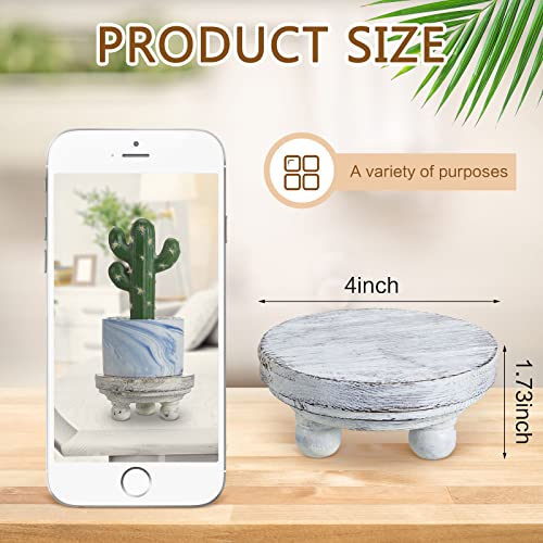 Set of 2 Mini Wood Risers for Decor Round Wooden Stand Farmhouse Brown E6802