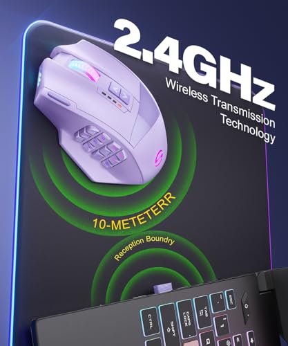 UtechSmart Venus Pro RGB Wireless MMO Gaming Mouse, 16000 DPI, 16 Programmable Buttons M66772