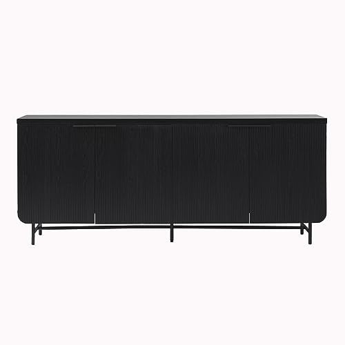 Walker Edison Reema Fluted 4-Door Kitchen Sideboard Buffet Console, 69 Inch, Coastal Oak V903859