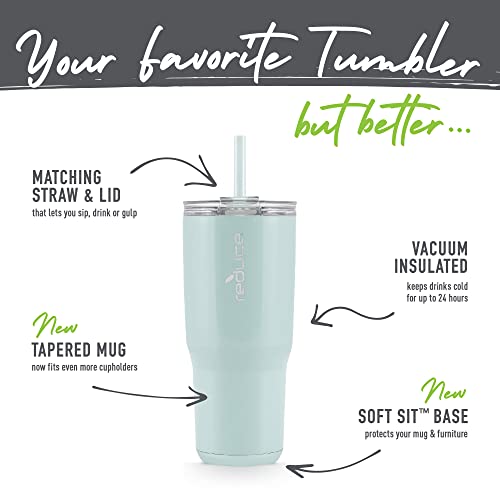 REDUCE Cold1 34 oz Tumbler with Lid and Straw, Vacuum Insulated Stainless Steel D10206