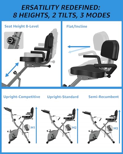 Foldable Exercise Bike with 16-Level Magnetic Resistance for Home T532