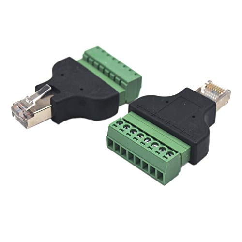 2-pack RJ45 Ethernet to AV 8 Pin Screw Terminal Adapter J39558