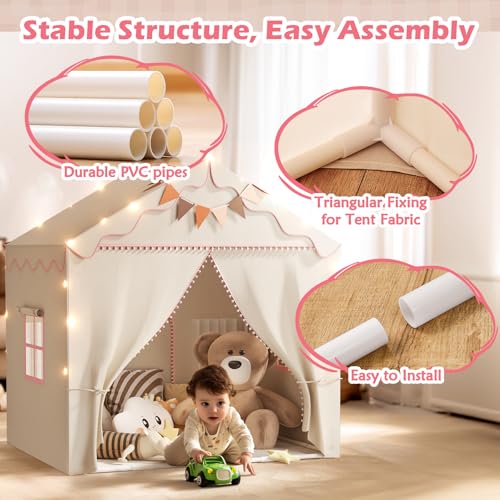 Treestone Play Tent for Kids with Padded Mat and Light, Indoor & Outdoor Playhouse F222