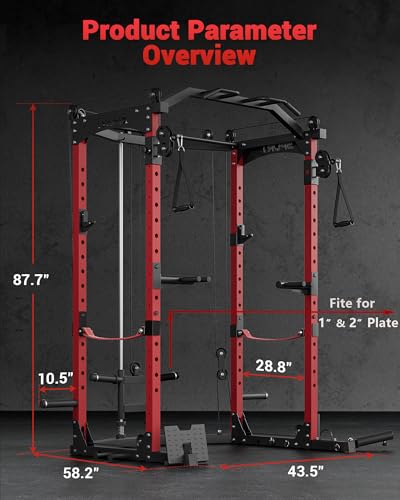 Power Cage with Cable Crossover System for Home Gym, 1600LBS Capacity J50127