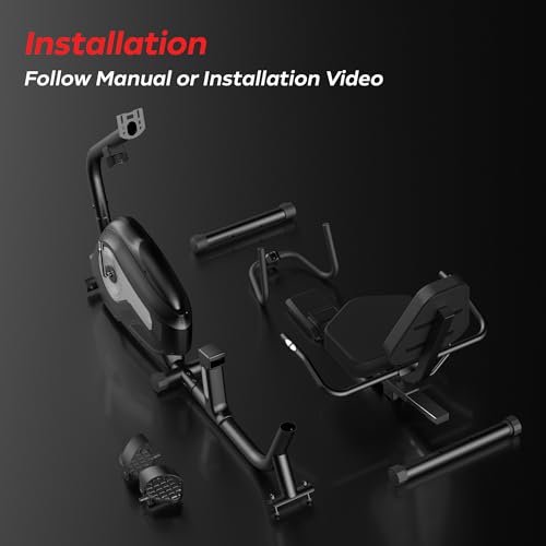 CURSOR FITNESS Recumbent Exercise Bike with Adjustable Seat, 16-Level Magnetic Resistance Z396