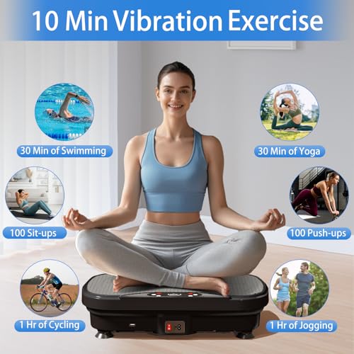 Vibration Plate Exercise Machine for Full Body Workout with Resistance Bands O9405