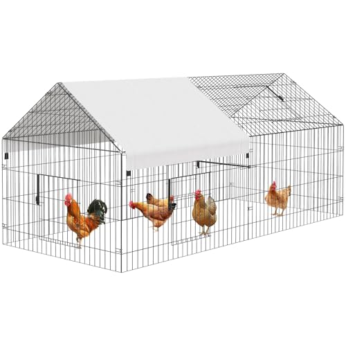 Large Metal Chicken Coop with Run Walk-in Poultry Cage Outdoor Backyard Farm I98427