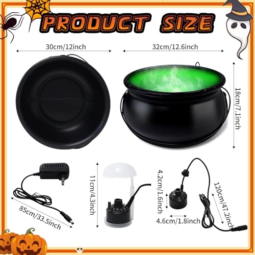Halloween Decorations 12" Witch Cauldron with Mist Maker and LED Lights J747