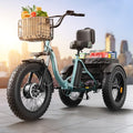 Electric Tricycle for Adults 960W Peak, 36V 15AH Battery Ebike 50 Miles Range with Large Rear Basket, Electric Trike 20" Fat Tire, Max 25MPH 3 Wheel Folding Electric Trike for Adults(Lava)
