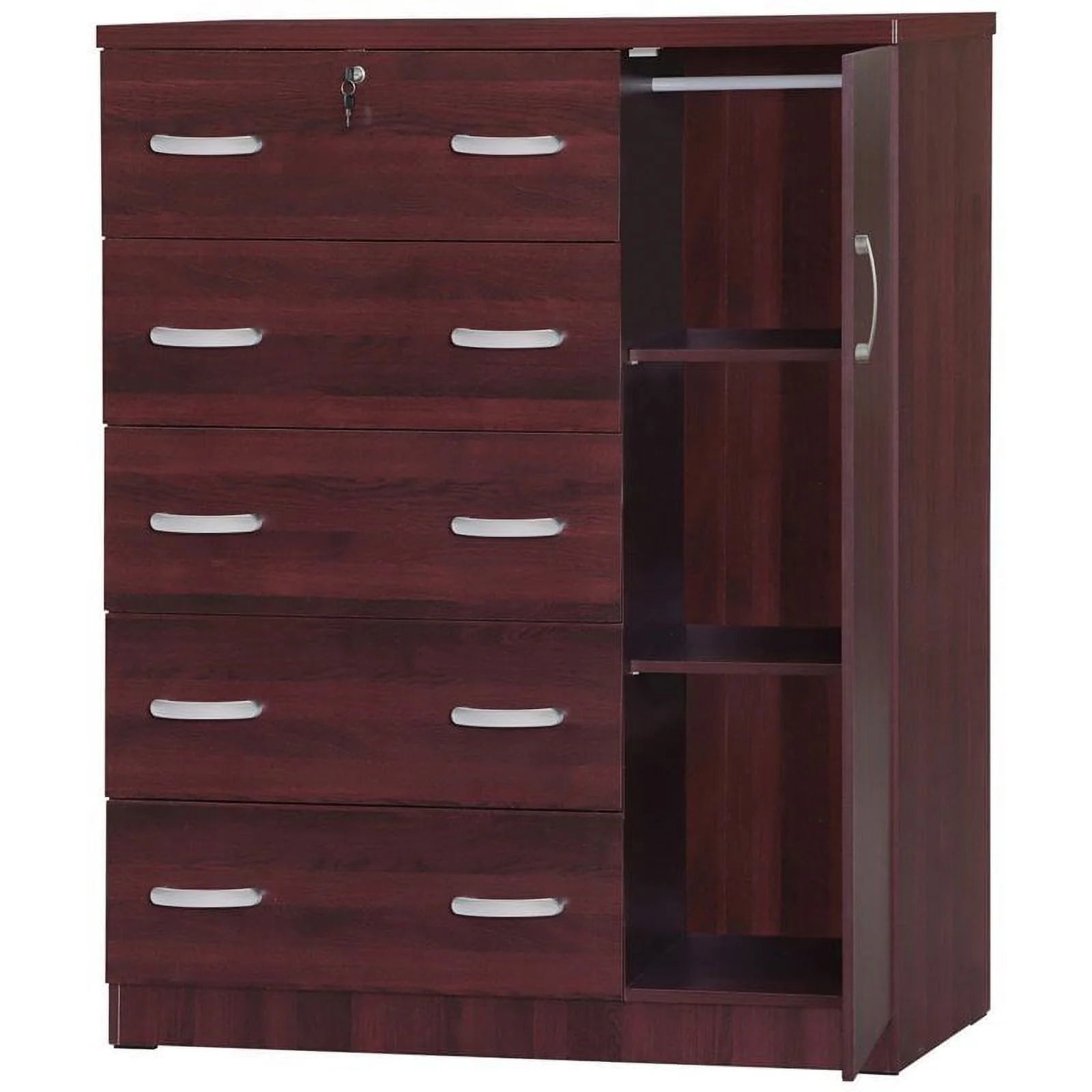 Home Square 2-Piece Queen Captains Bed with 5-Drawer Tall Chest X799