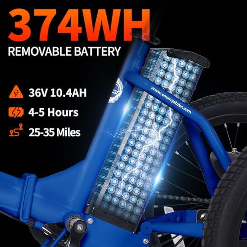 Electric Tricycle 20" Folding 350W Step-Thru for Adults with Removable Battery J2379