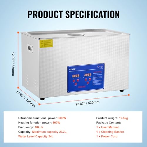 VEVOR Commercial Ultrasonic Cleaner 6L 40kHz with Digital Timer & Heater 110V Q7418