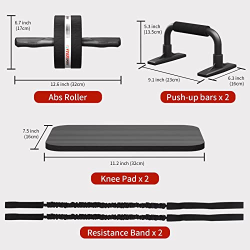 Ab Roller Wheel Kit with Push Up Bars, Resistance Bands, Knee Mat N9904