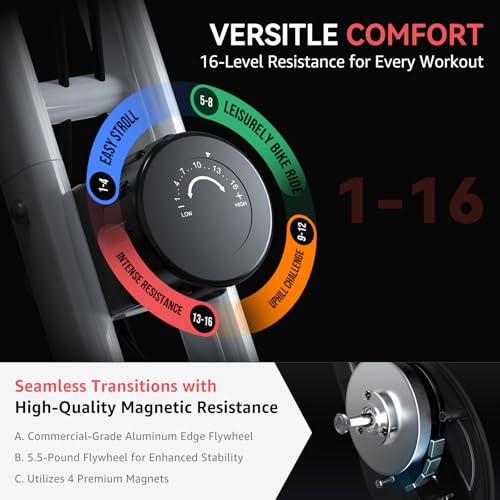Foldable Exercise Bike with 16-Level Magnetic Resistance for Home T532