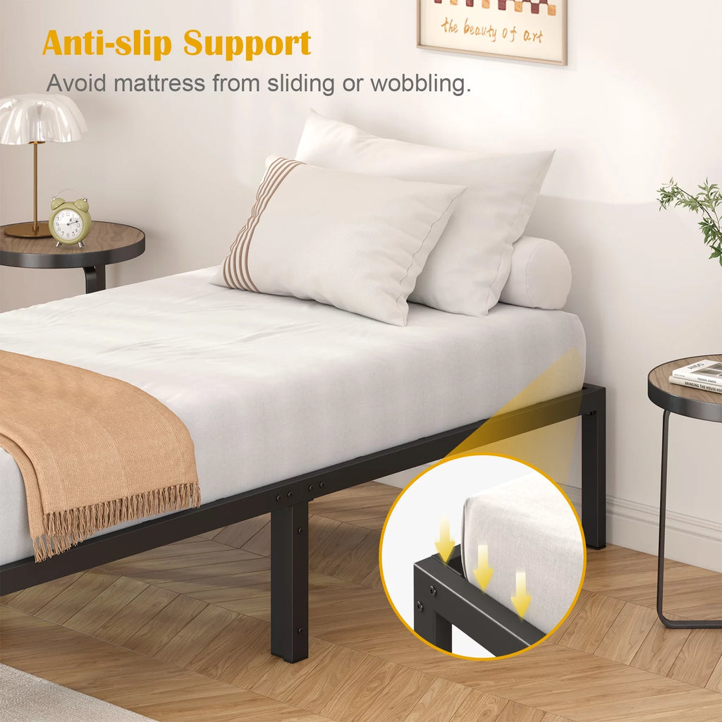 Mr IRONSTONE Heavy Duty Twin Metal Platform Bed Frame with 14 Inch Storage, Black Y447