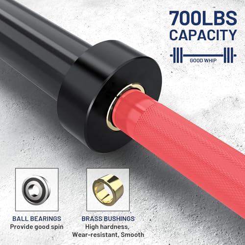 7ft Olympic Barbell 40LB Bar Load 700lbs Capacity Hard Chrome Sleeves X5409