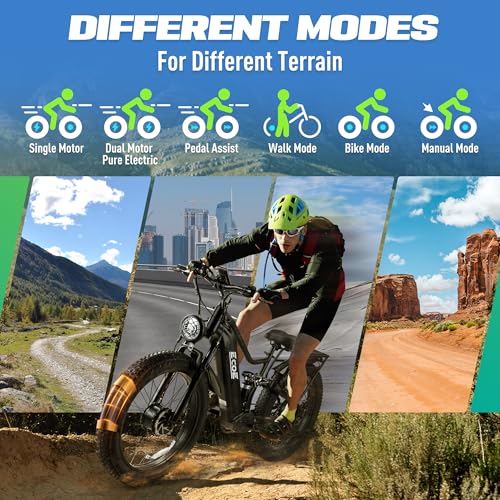 5000W Dual Motor Electric Bike for Adults 60V 32AH Battery 26x4 Fat Tire Full Suspension R15552