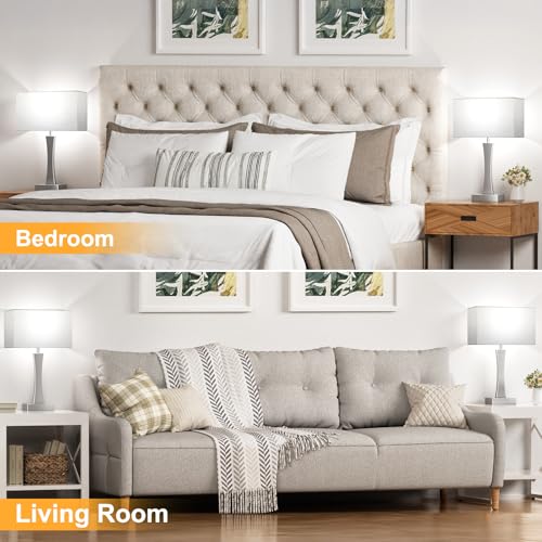 3 Way Dimmable Bedside Lamp Set of 2 with USB Ports C63781