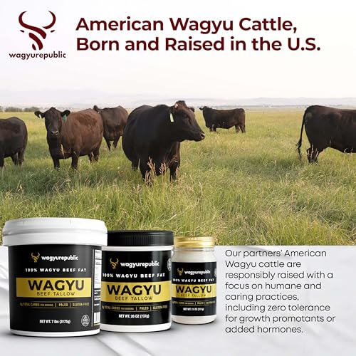 Wagyu Republic Grass Fed Beef Tallow for Cooking, Steak, and Balm - 7lbs D8438