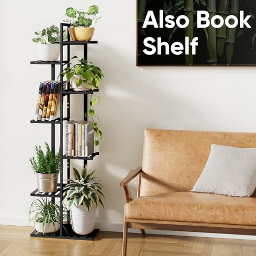 ROSSNY 48 Inch Tall 6-Tier Bamboo Plant Stand for Indoor Plants, Corner Plant Shelf, Natural W935552