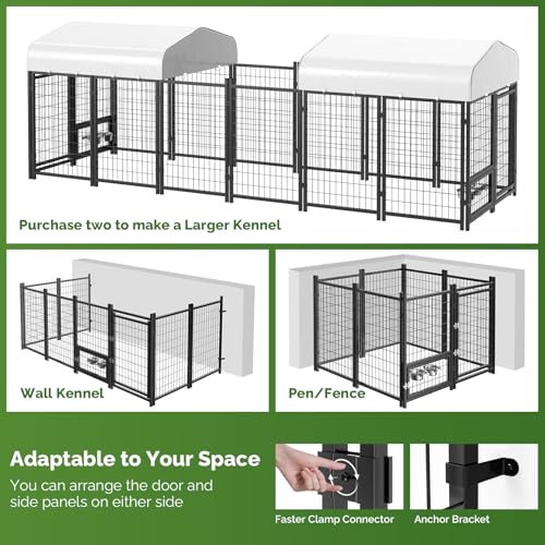 SINO LUBAN Outdoor Dog Kennel with Doggy Door, Heavy Duty Large Dog Pen E5768