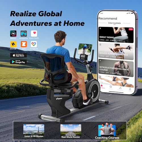 MERACH Recumbent Exercise Bike for Home, Magnetic with Bluetooth and LCD R432