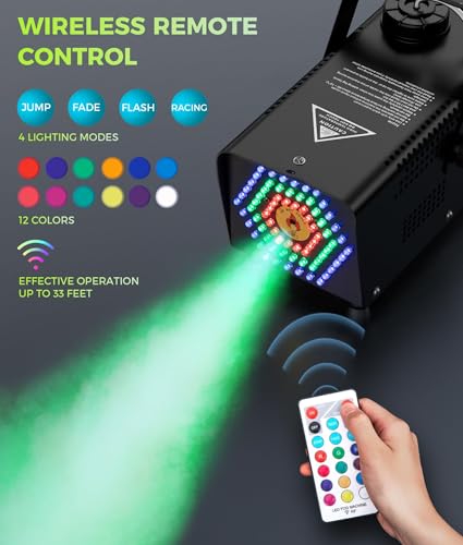 IMONE 72-LED Fog Machine with Wireless Remote Control for Parties & Events Q404979