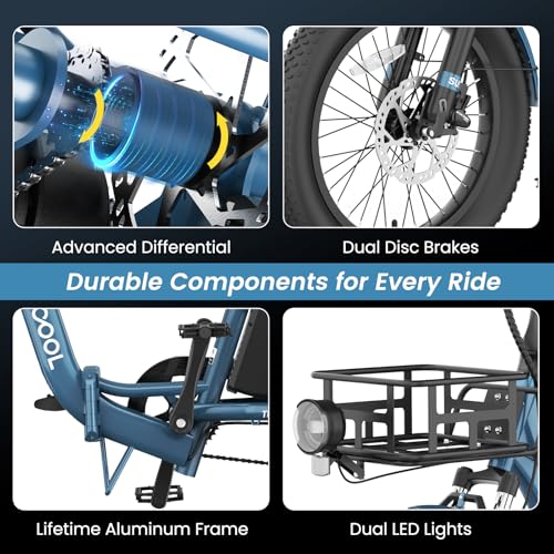 MOONCOOL Electric Tricycle for Adults, 500W 48V Folding 3-Wheel Bike with Basket O9027