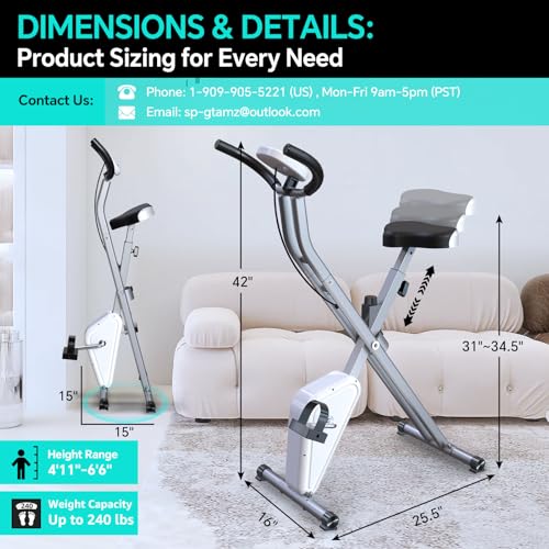 Foldable Exercise Bike with 16-Level Magnetic Resistance for Home T532