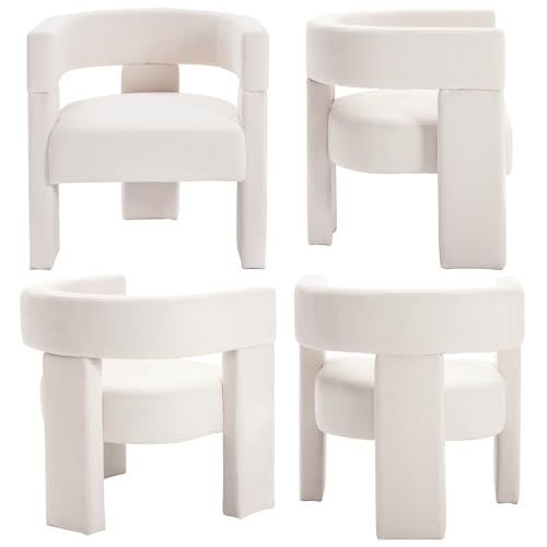 Shunzhi Modern Barrel Accent Chair Linen Upholstered Beige R64554