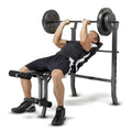Marcy Standard Weight Bench with 80lbs to 100 lbs Vinyl-Coated Weight Set for Strength Training, Weight Lifting for Personal Home Gym