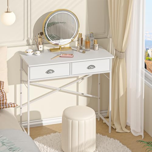 White Vanity Desk with Drawers for Kids Bedroom, 31.5 Inch J2831