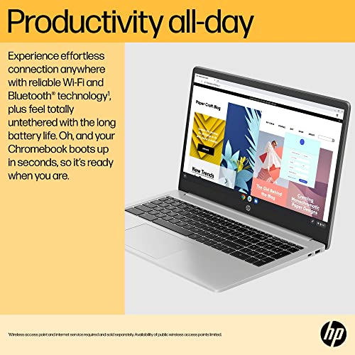 HP Chromebook 15 15.6" HD Laptop, Intel Pentium N6000, 8GB RAM, 128GB Storage, Silver N24809