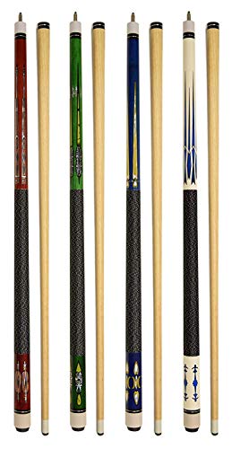 Set of 4 Pool Cues 58" Billiard House Bar Sticks U37031