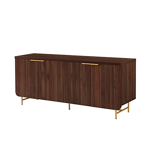 Walker Edison Reema Fluted 4-Door Kitchen Sideboard Buffet Console, 69 Inch, Coastal Oak V903859