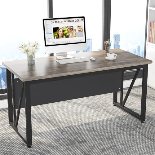 Tribesigns 63" Executive Desk with 47" Lateral File Cabinet, L-Shaped Computer Desk, Brown and Black N680173