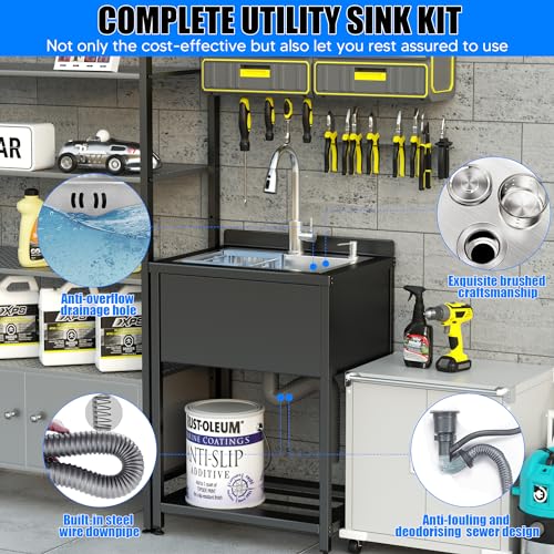 Stainless Steel Utility Sink with Faucet and Drain Kit I168
