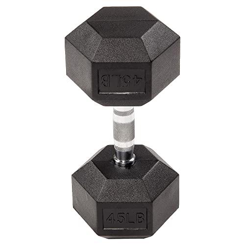 Rubber Encased Hex Dumbbell Set of 2, Anti-Slip Cast Iron Grip, 5-50 LBS H4990