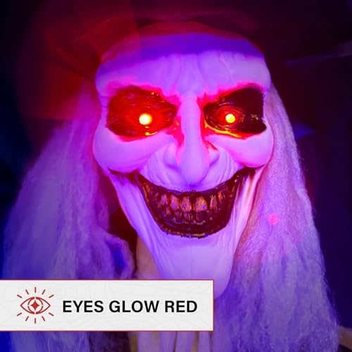 Haunted Hill Farm 5.25-ft Standing Gravekeeper Animatronic with Red LED Eyes and Sound Effects X9371