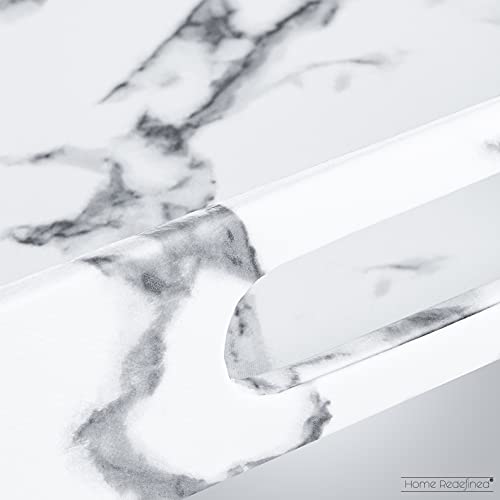 White Marble Faux Leather Decorative Tray with Handles D972626