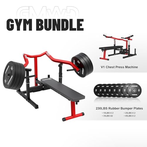 GMWD Chest Press Machine 1050LBS with Independent Converging Arms, Adjustable Bench U29223