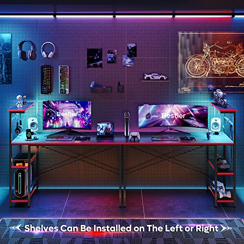 Bestier Gaming Desk with LED Lights, 51.3 Inch Computer Desk Q970