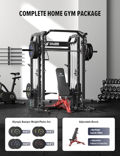 Major Fitness Smith Machine Drone2 Premium All-in-One Home Gym with Aluminum Pulley Set J82580