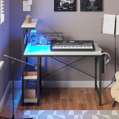 Bestier Gaming Desk with LED Lights, 51.3 Inch Computer Desk Q970