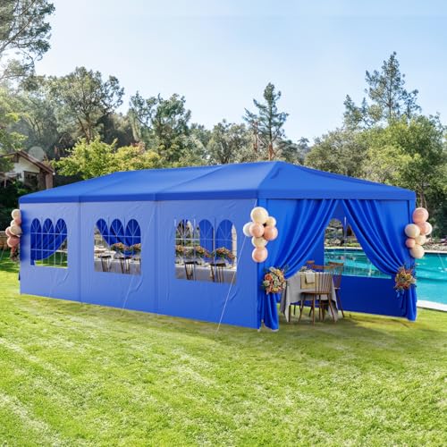White Party Tent 10x30 with 8 Sidewalls for Outdoor Events K927